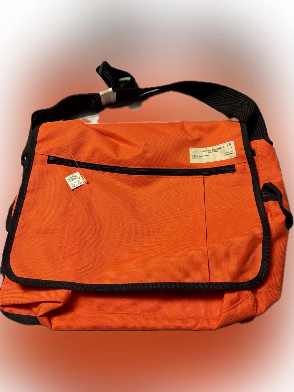 Structure Clothing Co Orange Messenger Bag Adjustable Strap Bright